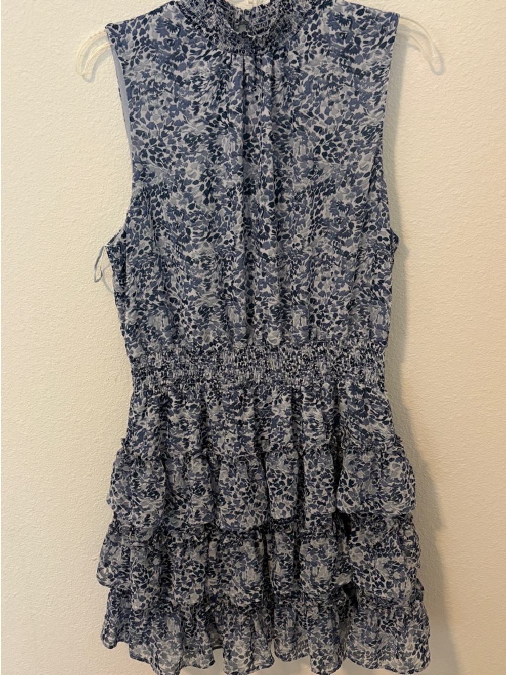 1. State Smocked Mock Neck Sleeveless Tiered Ruffled Dress Mini Fit and Flare XL